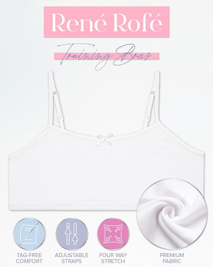 Girls Training Bras - 10 Pack Soft Stretch Cotton Bra, Cami Style Girls Underwear with Adjustable Straps (7-14)