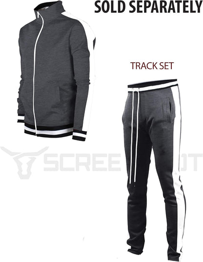 -TRACK JACKET Mens Urban Hip Hop Premium Track Jacket - Slim Fit Side Taping Sportswear Urbanwear Streetwear Top